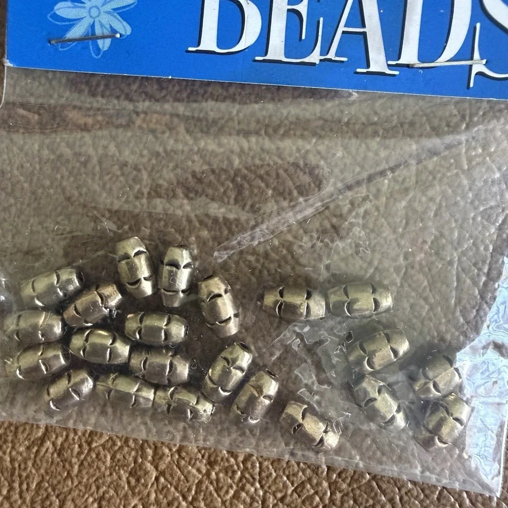 Vtg Silver Tone Spacer Beads Mixed Lot Metal Jewelry Making Craft Barrel Stars
